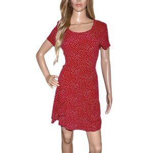 Vintage 90’s Betsey Johnson Red & White Polka Dot Mini Dress w/ Cap Sleeves